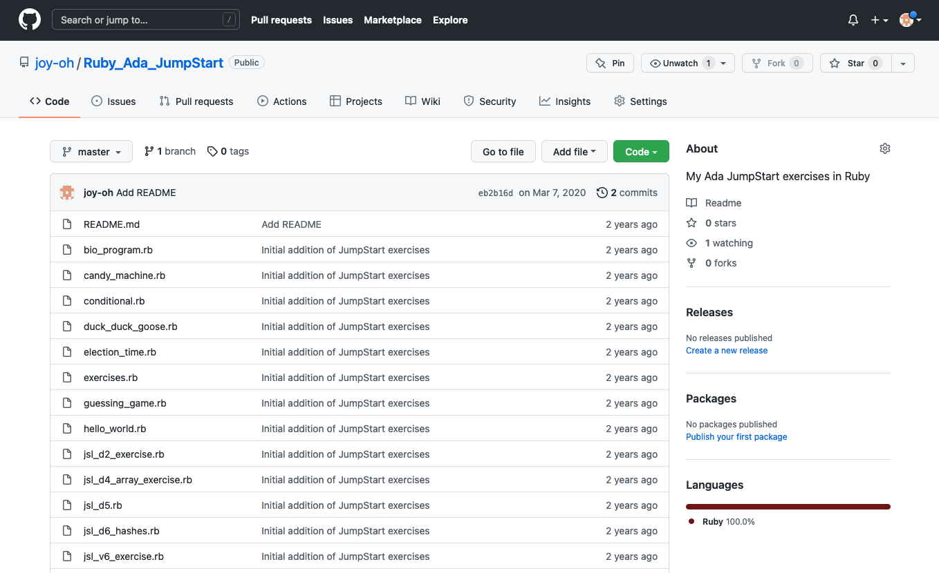 ruby github page view