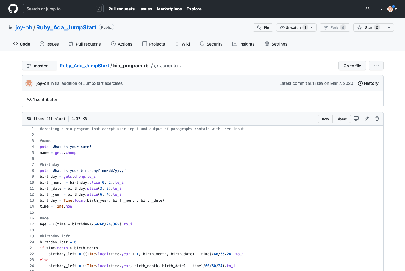 ruby github page view